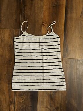 LOFT White & Black Striped Spaghetti Strap Camisole